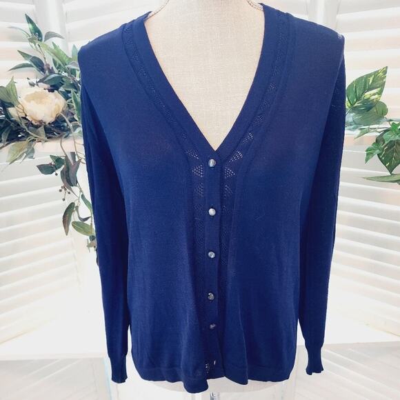BURBERRY(S) VINTAGE BLUE 100% SILK SWEATER SIZE SMALL - Picture 1 of 8